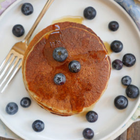 Banana Oatmeal Pancakes by Ashley of MyHeartBeets.com