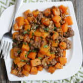Spicy Ground Beef and Butternut Squash - a delicious and warming weeknight meal by Ashley of MyHeartBeets.com