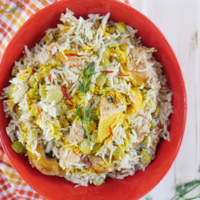 Instant Pot Baghali Polo (Persian Rice with Dill, Lima Beans and Chicken) by ashley of myheartbeets.com